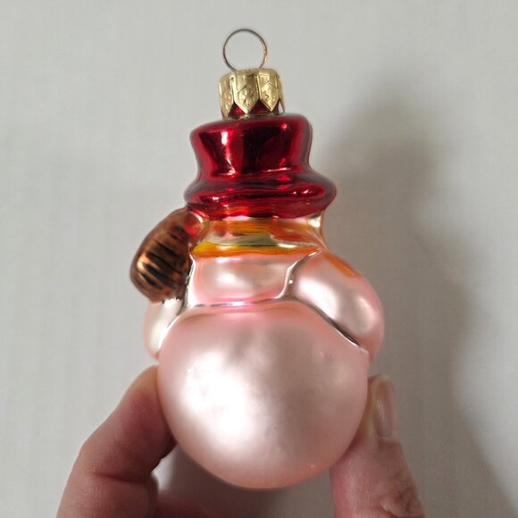 Vintage Christopher Radko Glass Ornaments Littlest Snowman Pink Silver Set of 2 - Picture 4 of 8